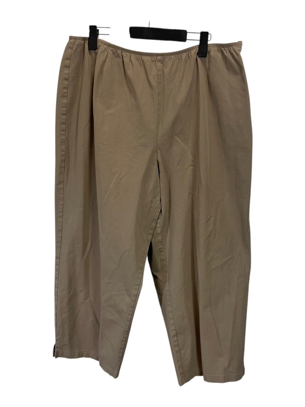Eileen Fisher Cropped Khaki Wide Leg Pants Size 3X Elastic Waist